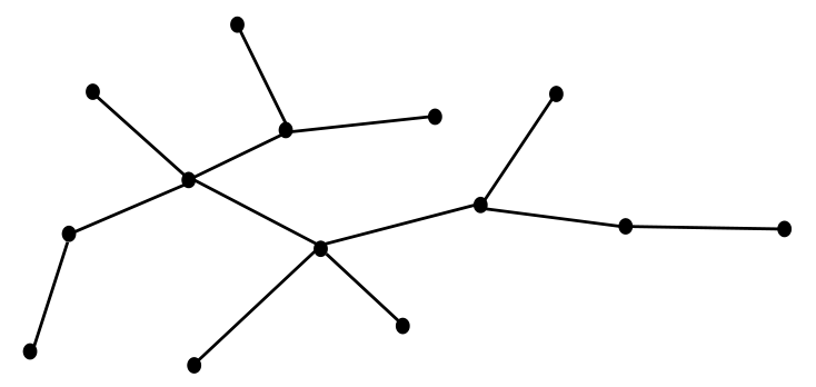 a tree $T$ with 14 vertices.