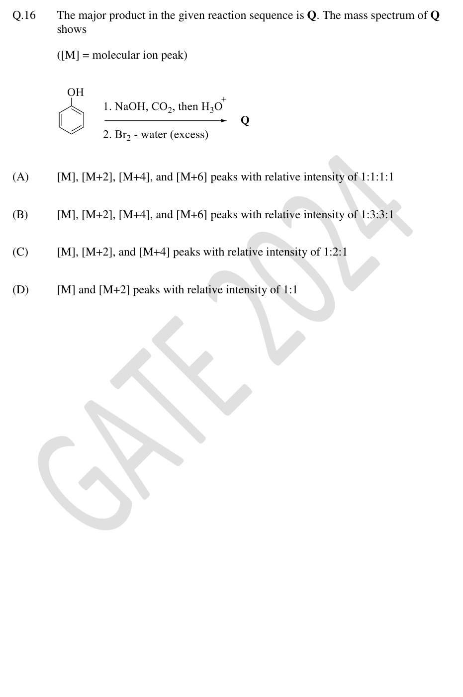 Phenol treated with sodium hydroxide and carbon dioxide, then acid and excess bromine water.