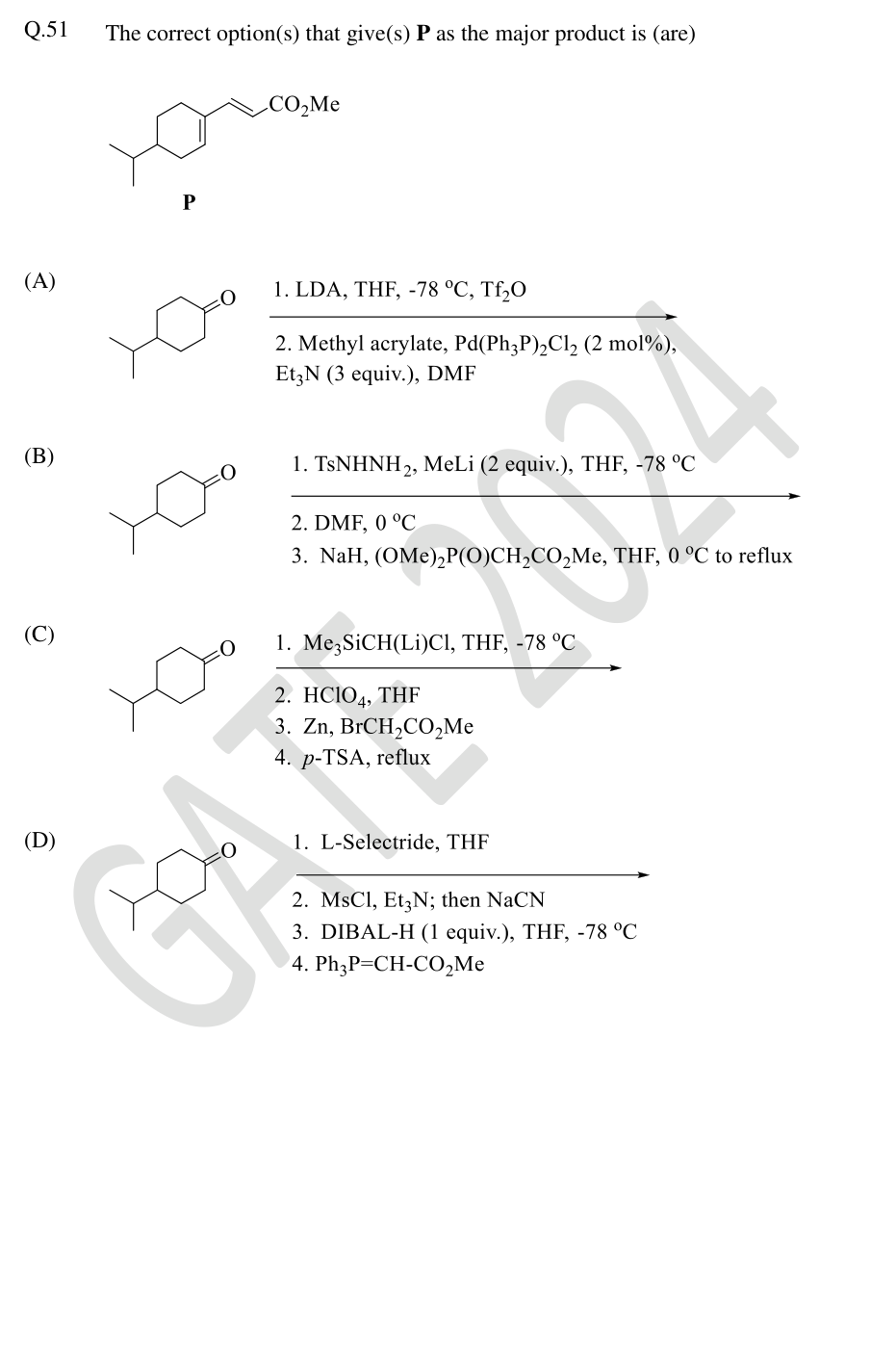 Target conjugated ester P and four multistep synthetic routes.
