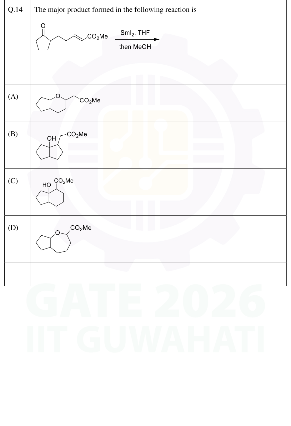 Cyclopentanone tethered to an unsaturated ester treated with SmI2, THF, then methanol.