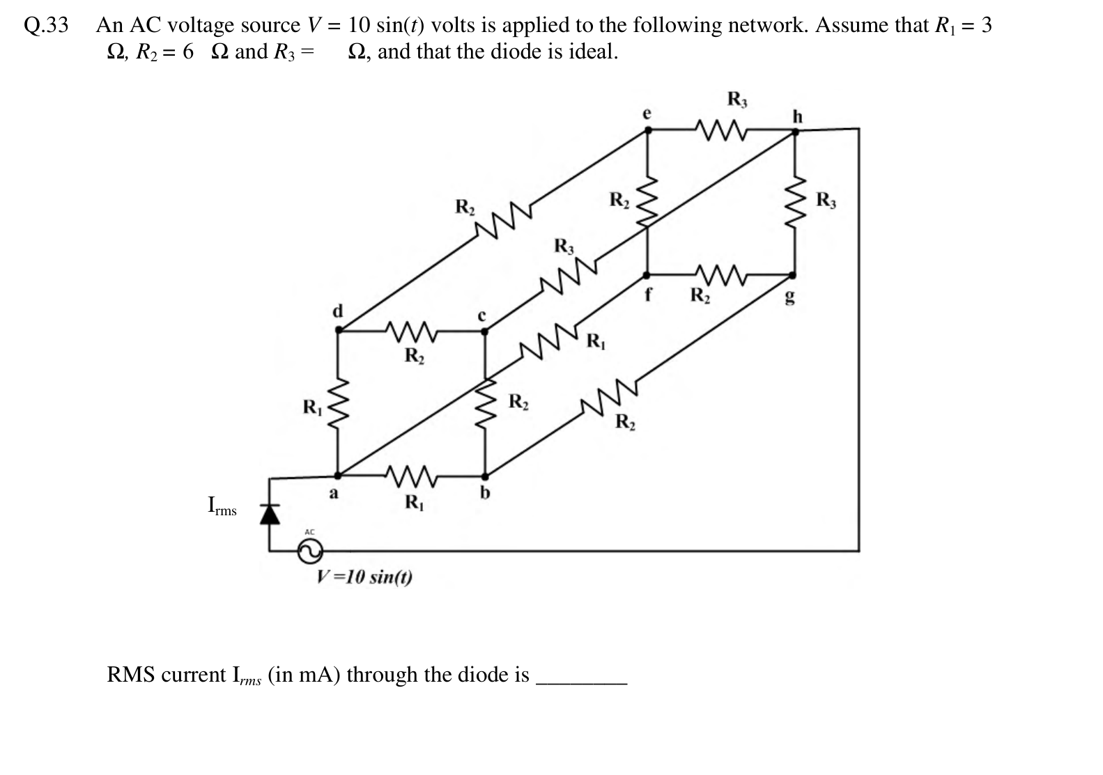 Diagram for GATE 2016 EC question 43