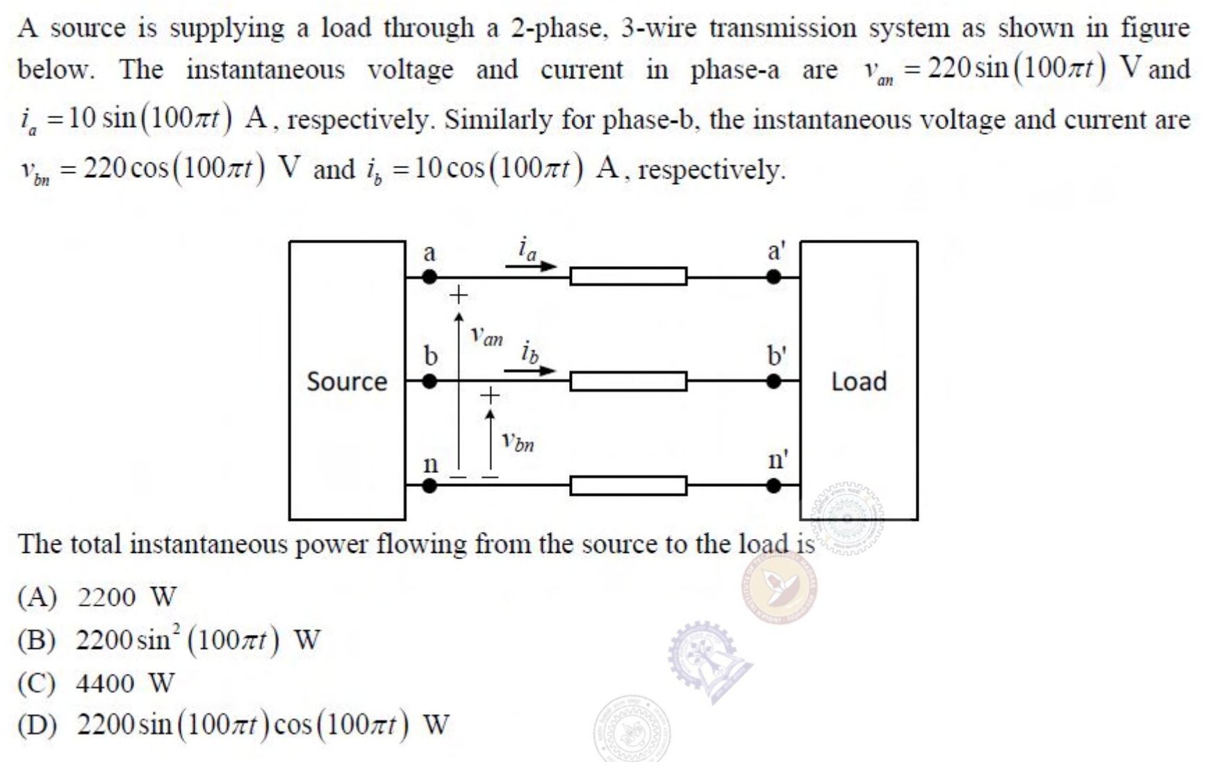 Diagram for GATE 2017 EE question 19
