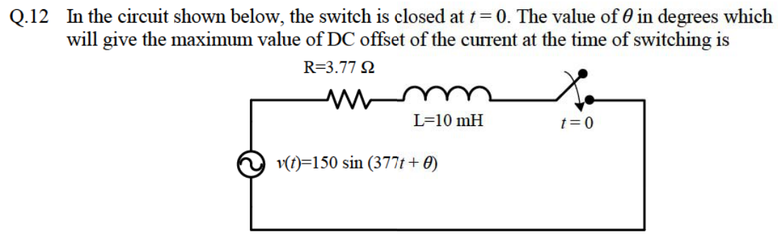 Diagram for GATE 2019 EE question 22