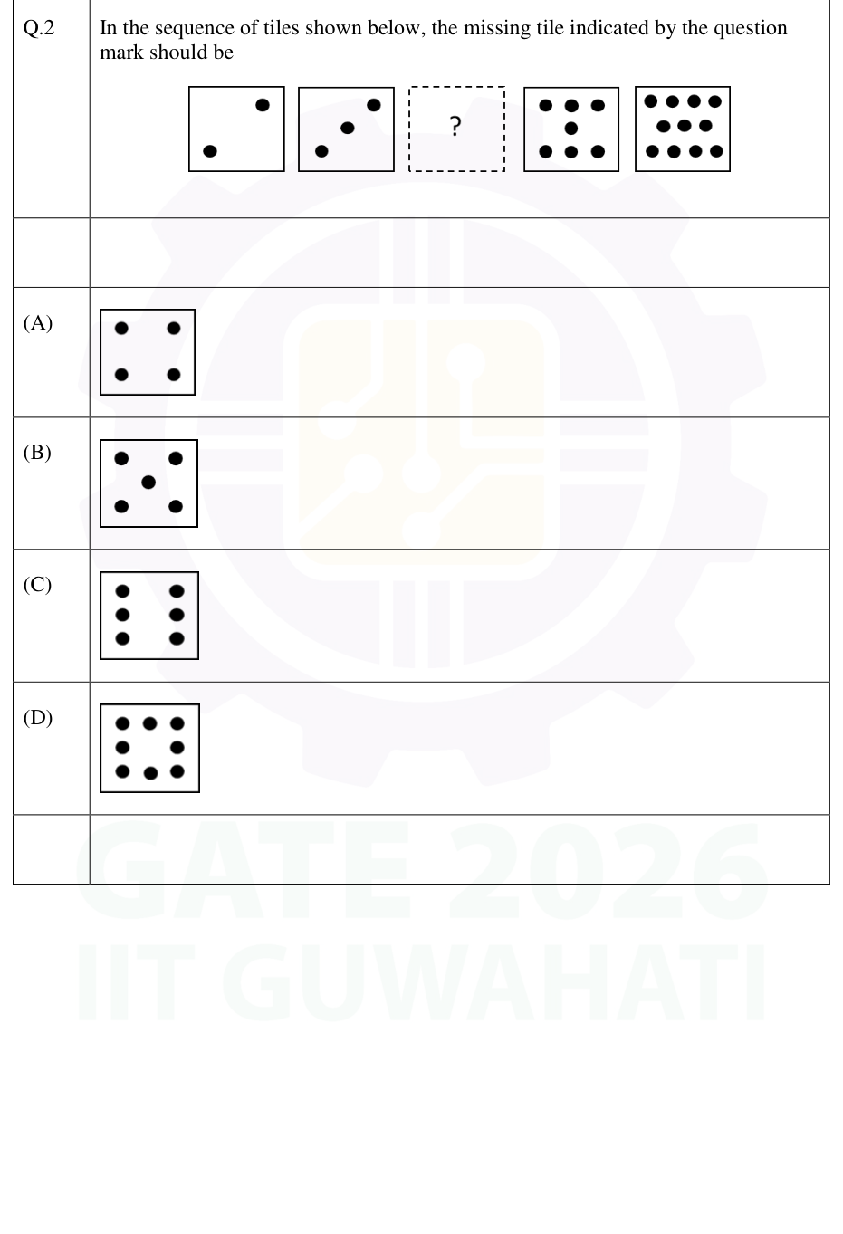 Dot-count tile sequence and four candidate tiles.
